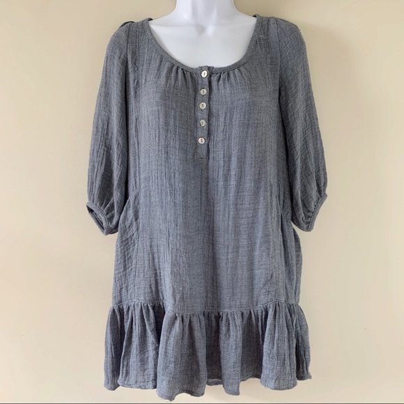Anthropologie dRA Lyon Gauze Mini Dress Blue Slate Size Small - Picture 5 of 13